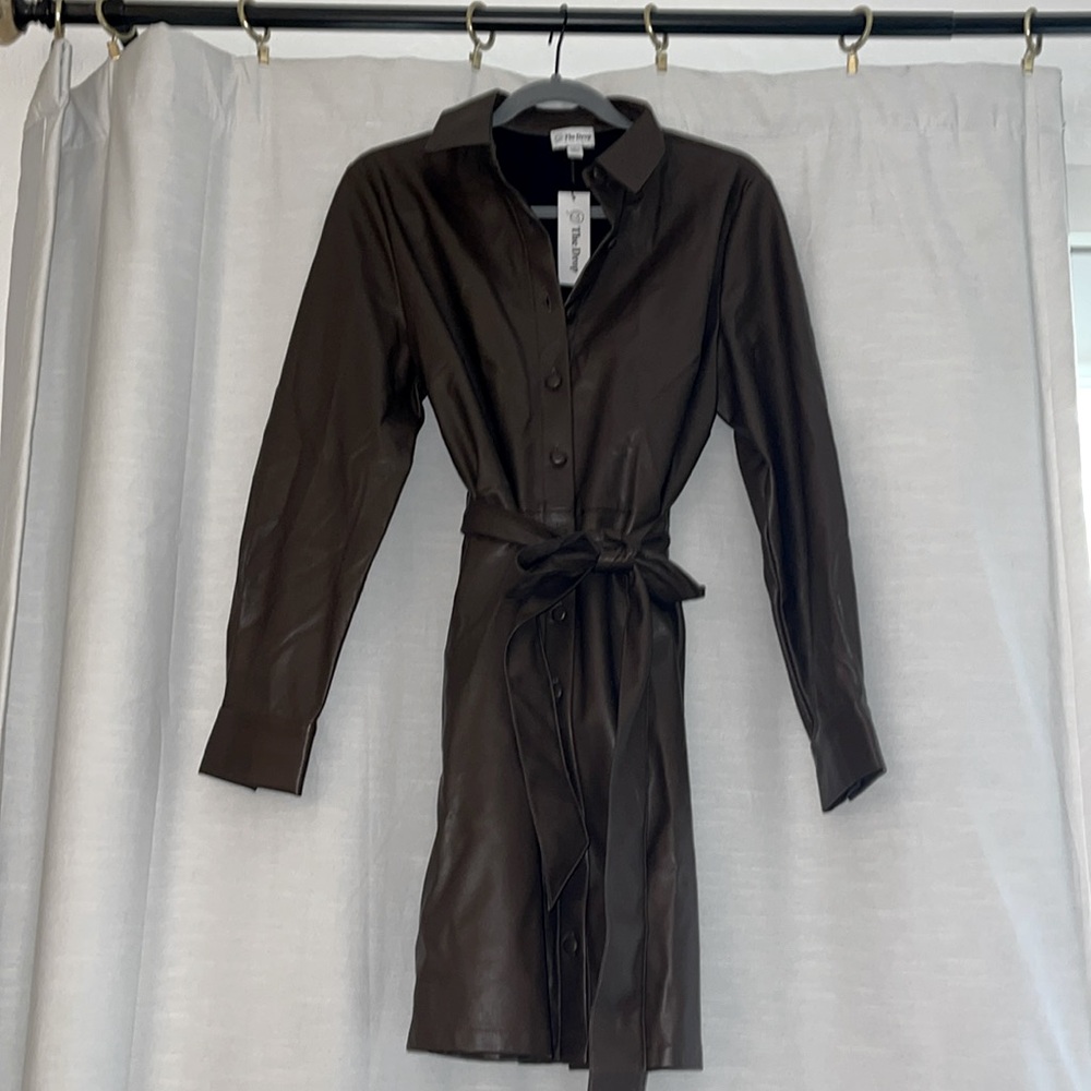 NWT VIRAL faux leather brown dress from The Drop